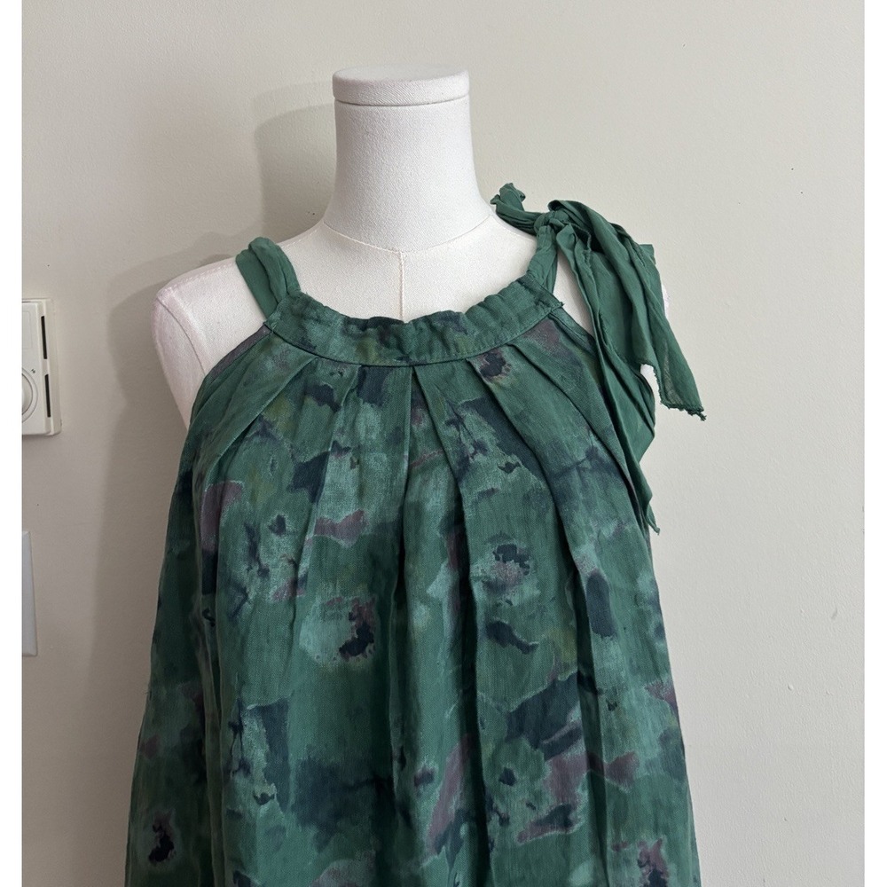 NWT Bellambra Dress XL Watercolor Green 100% Linen Made in Italy Coastal Cottage - Picture 2 of 7